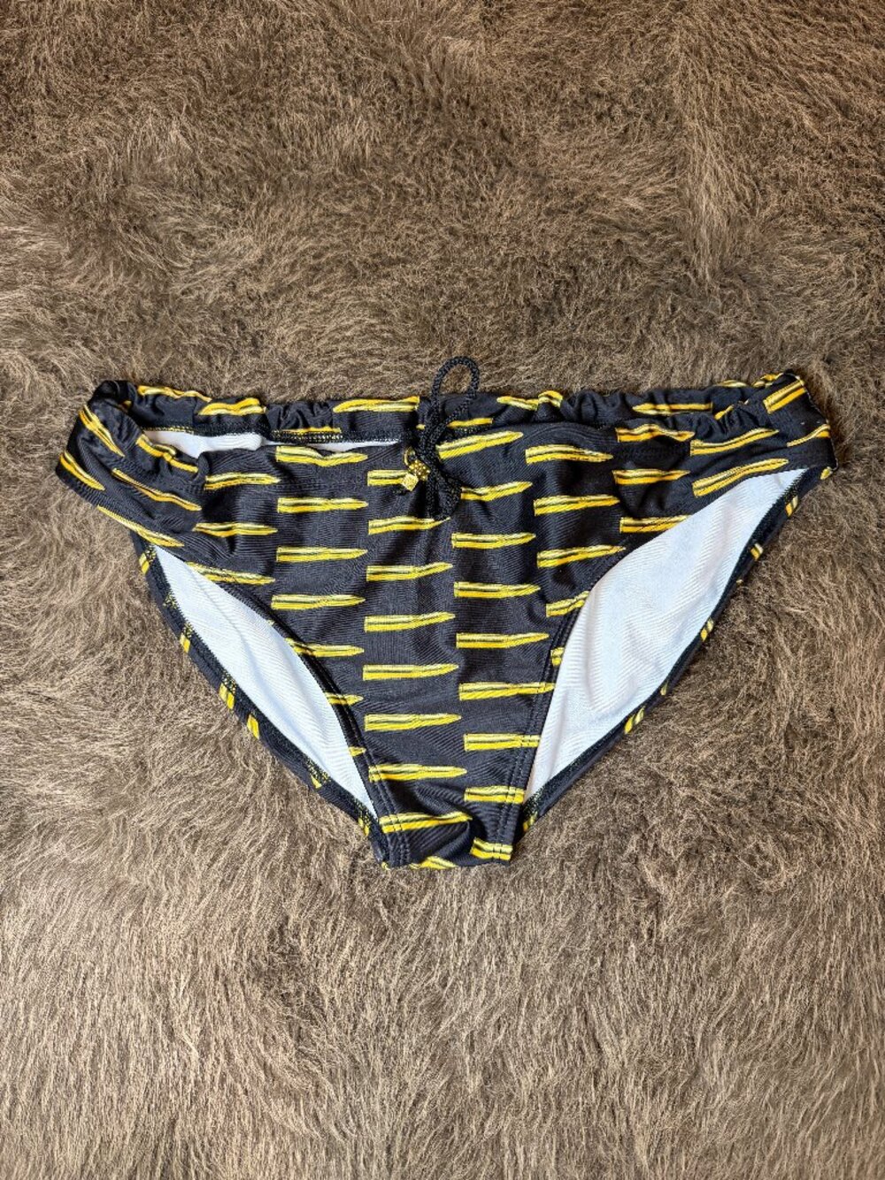 Radical Elements Men's Swim Brief Size XL Black Yellow Bullet Print Beach Swimwe